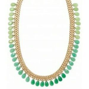 Stella & Dot Contessa Jade Green and Gold Statement Necklace - Like New!
